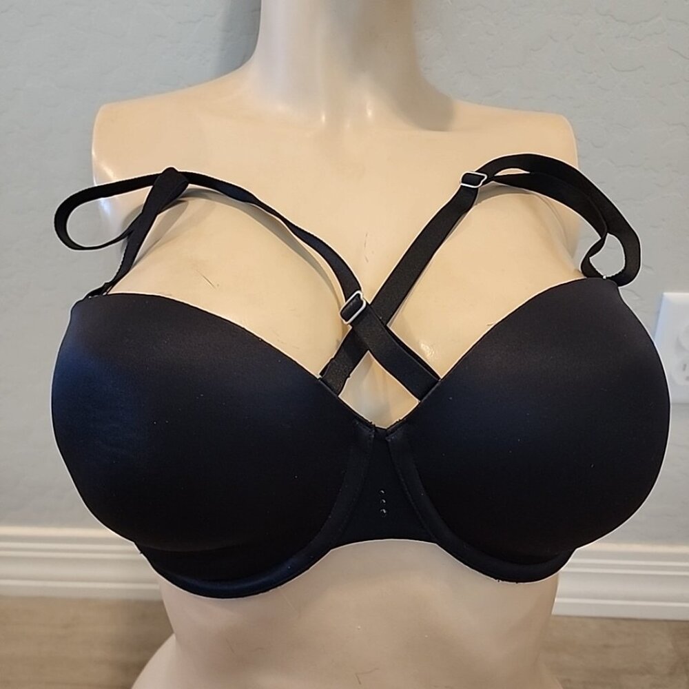 Victorias Secret Biofit Multiway Bra 34DD Black Underwire Lined Includes Straps